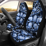 Skull Pile Car Seat Covers - Blue
