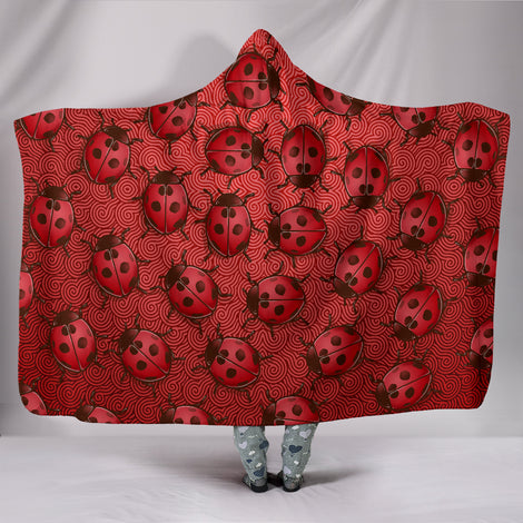 Lady Bug Swirl Hooded Blanket - Red