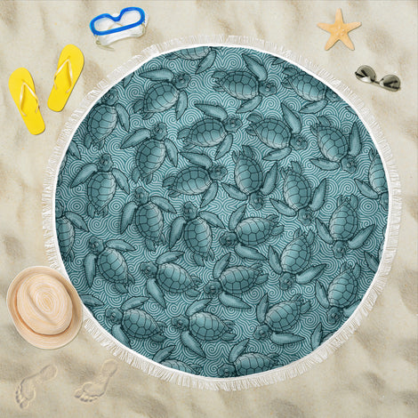 Turtle Swirl Beach Blanket - Teal