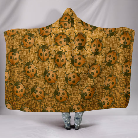 Lady Bug Swirl Hooded Blanket - Orange