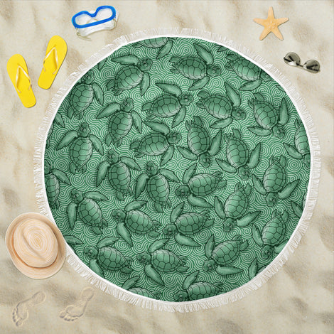 Turtle Swirl Beach Blanket - Green