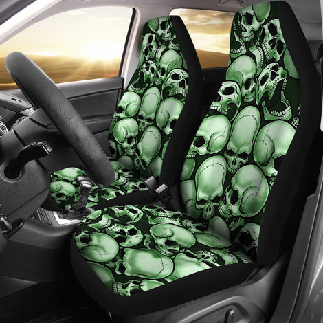Skull Pile Car Seat Covers - Green