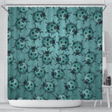 Lady Bug Swirl Shower Curtain - Teal