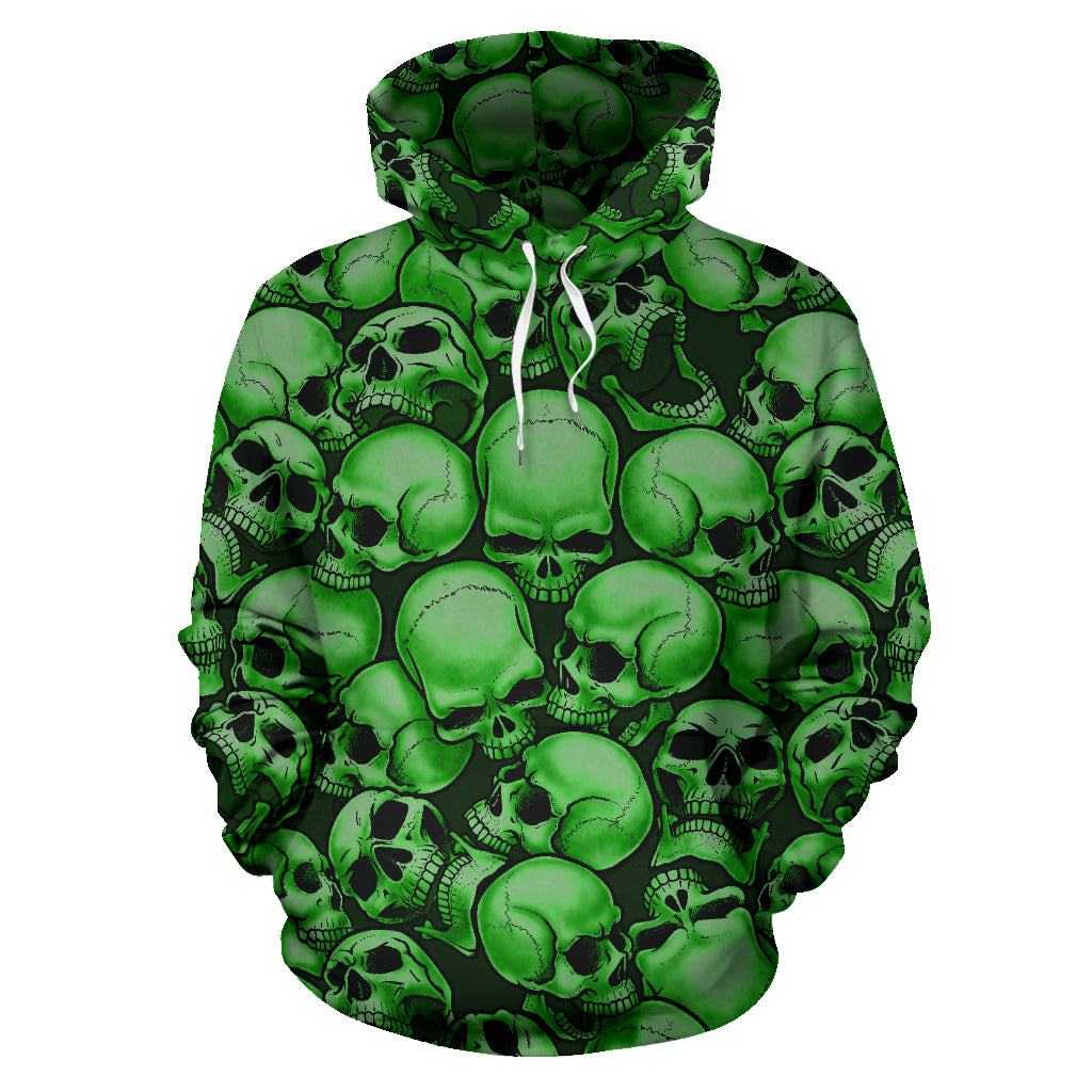 Skull Pile All Over Print Hoodie - Green