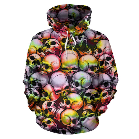 Skull Pile All Over Print Hoodie - Tie Dye