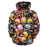 Skull Pile All Over Print Hoodie - Tie Dye