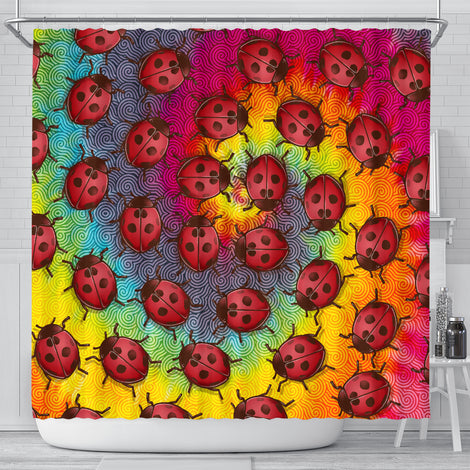 Lady Bug Swirl Shower Curtain - Tie Dye