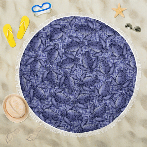 Turtle Swirl Beach Blanket - Purple