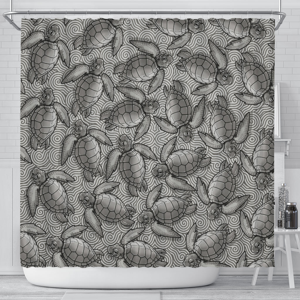 Turtle Swirl Shower Curtain - Gray
