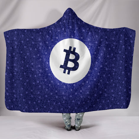Bitcoin Circuit Board Hooded Blanket - Purple