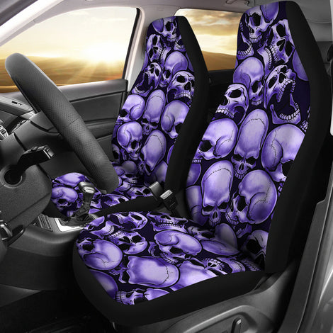 Skull Pile Car Seat Covers - Purple