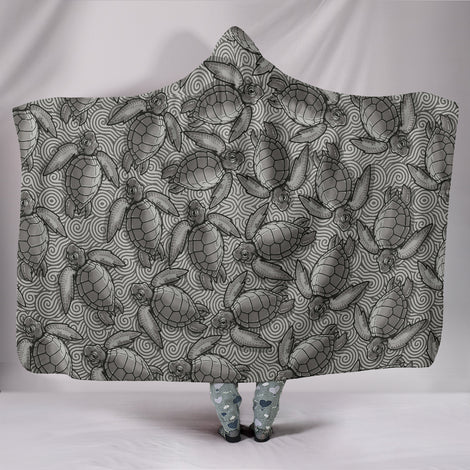 Turtle Swirl Hooded Blanket - Gray