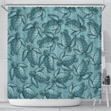 Turtle Swirl Shower Curtain - Teal