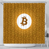 Bitcoin Circuit Board Shower Curtain - Orange