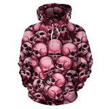 Skull Pile All Over Print Hoodie - Red