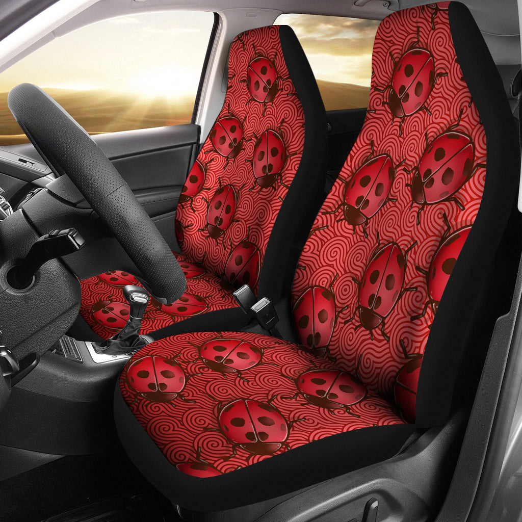 Lady Bug Swirl Car Seat Covers - Red