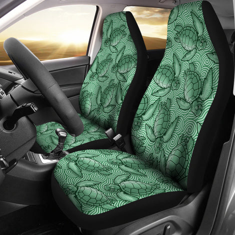 Turtle Swirl Car Seat Covers - Green