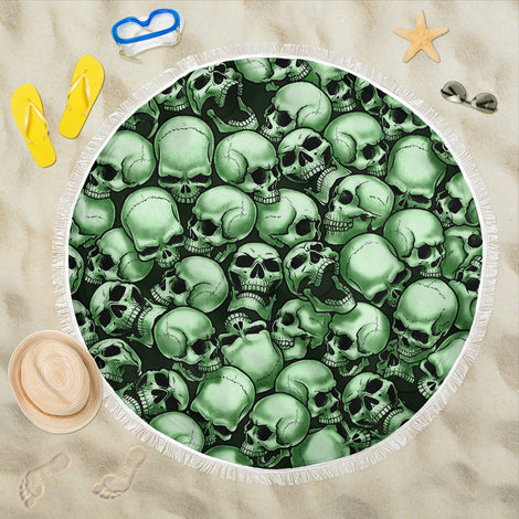 Skull Pile Beach Blanket - Green