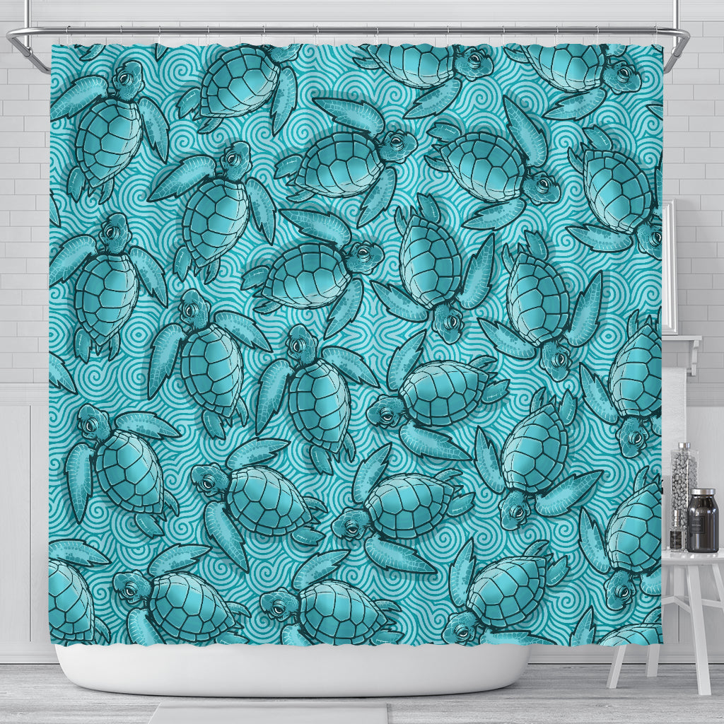Turtle Swirl Shower Curtain - Blue