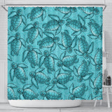 Turtle Swirl Shower Curtain - Blue