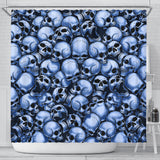 Skull Pile Shower Curtain - Blue