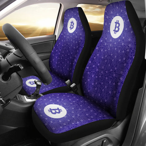 Bitcoin Circuit Board Car Seat Covers - Purple
