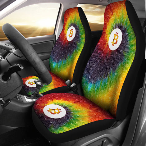 Bitcoin Circuit Board Car Seat Covers - Tie Dye