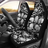 Skull Pile Car Seat Covers - Black & White
