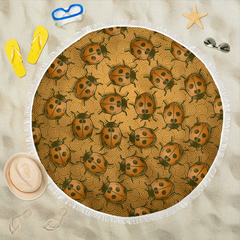 Lady Bug Swirl Beach Blanket - Orange