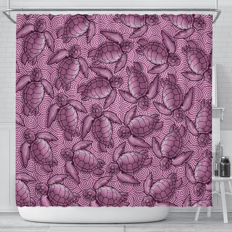 Turtle Swirl Shower Curtain - Mauve