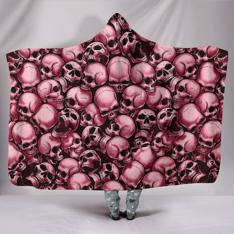 Skull Pile Hooded Blanket - Red