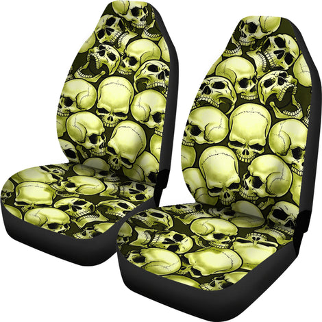 Skull Pile Car Seat Covers - Gold