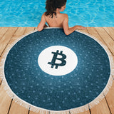 Bitcoin Circuit Board Beach Blanket - Blue