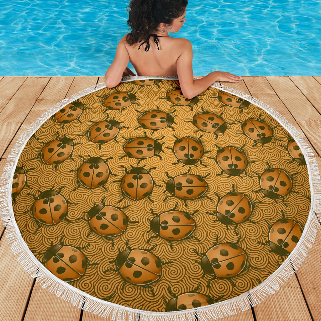 Lady Bug Swirl Beach Blanket - Orange