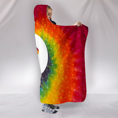 Bitcoin Circuit Board Hooded Blanket - Tie Dye