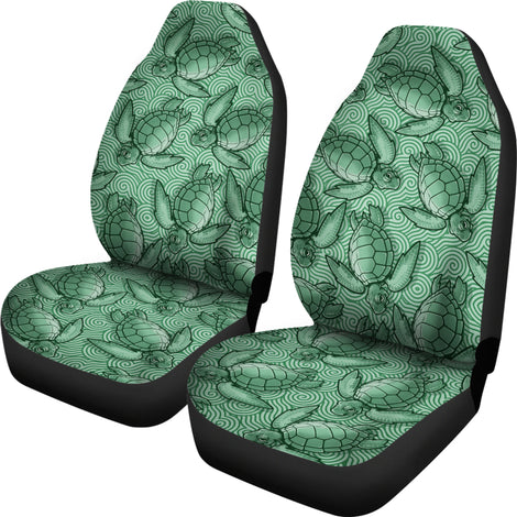 Turtle Swirl Car Seat Covers - Green