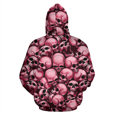 Skull Pile All Over Print Hoodie - Red
