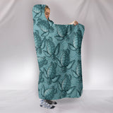Turtle Swirl Hooded Blanket - Teal
