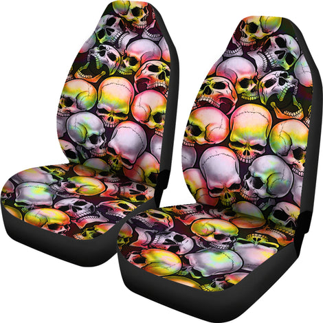 Skull Pile Car Seat Covers - Tie Dye