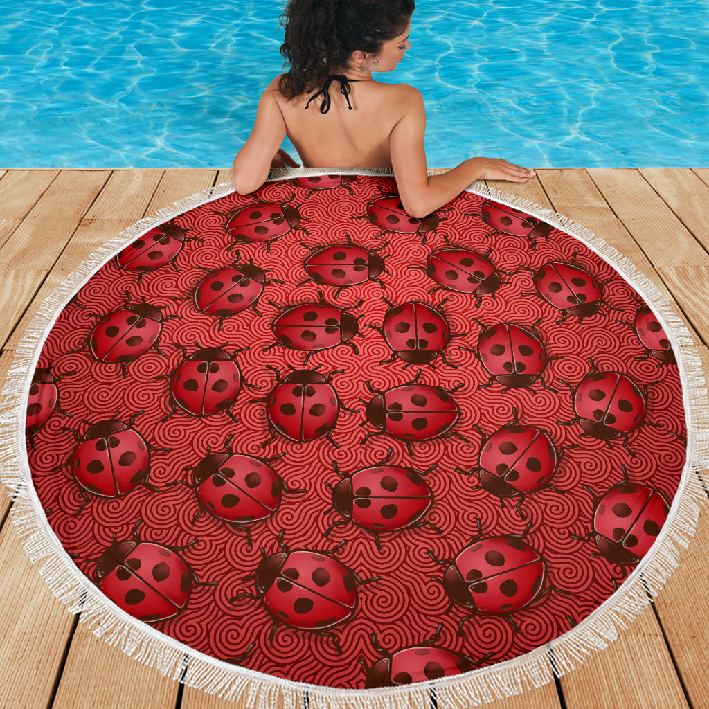 Lady Bug Swirl beach Blanket - Red