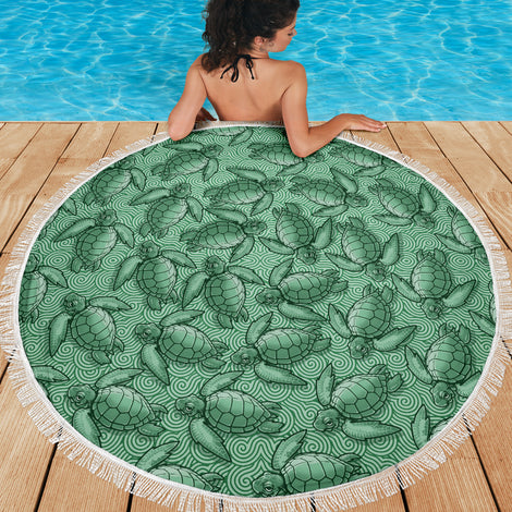 Turtle Swirl Beach Blanket - Green