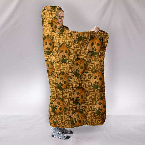 Lady Bug Swirl Hooded Blanket - Orange