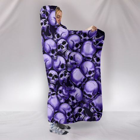Skull Pile Hooded Blanket - Purple