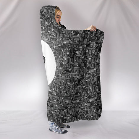 Bitcoin Circuit Board Hooded Blanket - Gray
