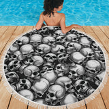 Skull Pile Beach Blanket - Black & White