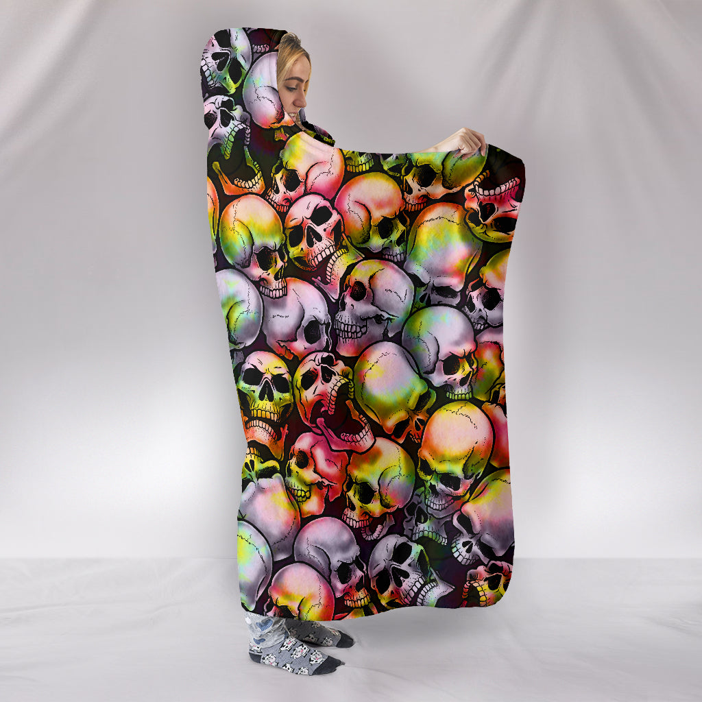 Skull Pile Hooded Blanket - Tie Dye