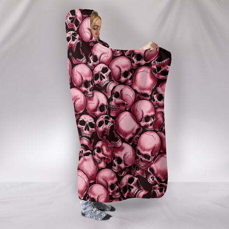 Skull Pile Hooded Blanket - Red