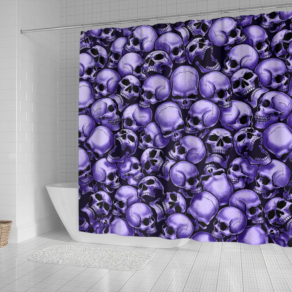 Skull Pile Shower Curtain - Purple