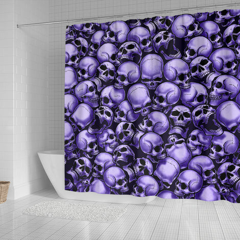 Skull Pile Shower Curtain - Purple