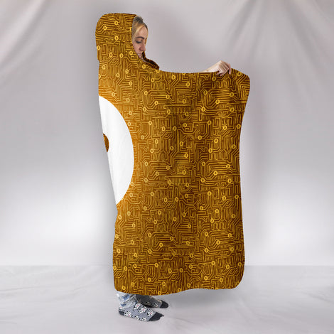 Bitcoin Circuit Board Hooded Blanket - Orange